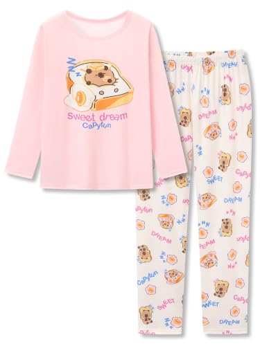 Image of Beezizac Girls Pajamas Cute Print Short /Long Sleeve Pants Set Size 6-18