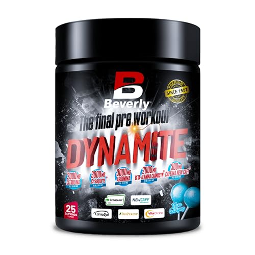 Beverly DYNAMITE | Potente Pre Entreno con Beta Alanina | 375 gr - 25 Servicios (375 GR, Blue Lollipop)