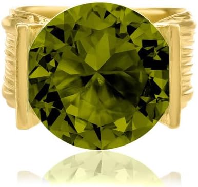 JEAN RACHEL JEWELRY 14K Gold Plated Sterling Silver Ring with 11.75 TCW Cubic Zirconia - Textured Band Vintage Design - Hypoallergenic, Lead & Nickel Free Jewelry Statement Rings for Women - Image 3