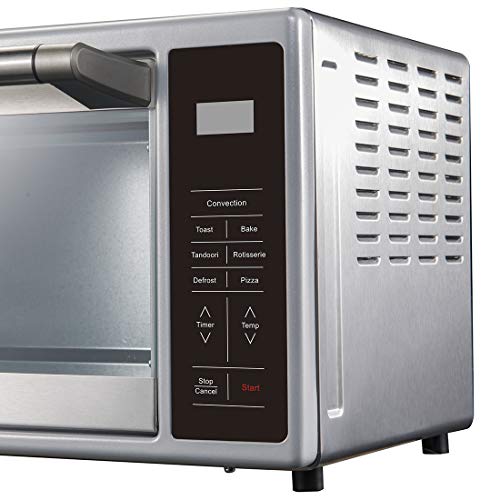 Image of Wonderchef Prato Digital Oven Toaster Griller (OTG) 30 Litres with 6 Pre-set Cooking Menus | with Rotisserie, Convection Mode | All in one - Air Fry, Bake, Grill, Dehydrate, Toast, Broil | Oven for Kitchen | Digital Display | Chamber Light, Inner Lamp | Temperature Control | 8 Accessories | 2 Years Warranty | Silver