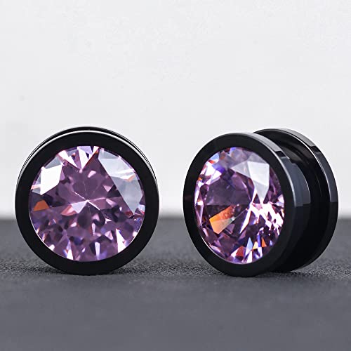 TBOSEN Set of 4 Pairs Color Zircons and 1 Pair Stainless Steel Ear Tunnel Ear Gauges Stretching Screw Fit Tunnels 0g-1 Inch - Thumbnail 5