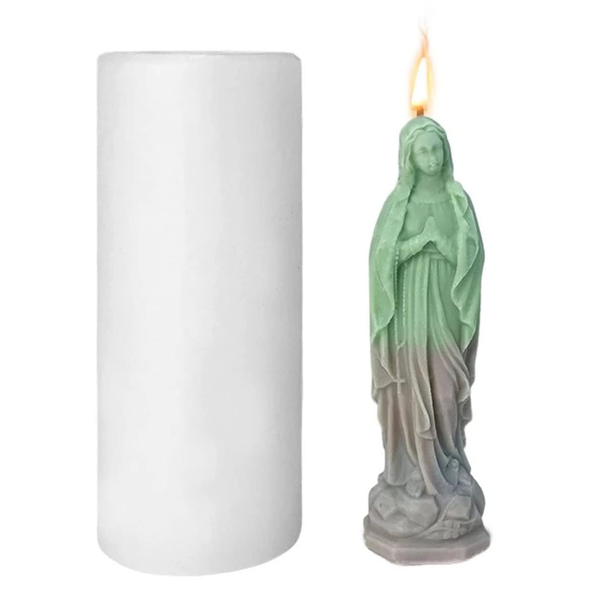 Stampo Candela Silicone Vergine Maria Modello Candela in Silicone Riutilizzabile per Aromaterapia Stampo per Fare Candele, Cioccolato, Sapone,Stampo per Candele Fai da Te Casa Decorare