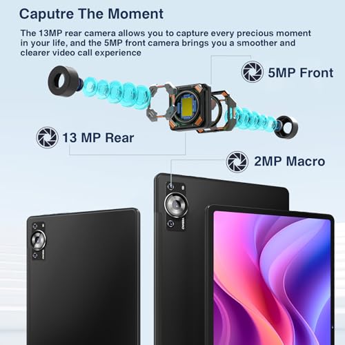 Image of ZIOVO 11 Inch Tablet, 2026 Android Tablets with Octa Core, 24GB+256GB, 13+5MP Camera, Electronics Tablets with Widevine L1, 8000mAh Battery, 5G WiFi, GPS, HD IPS Display, 1TB Expand, BT 5.0 -Cyan