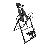 Inverted Stretching Machine, Home/Office Back Pain Relief Kit with 4 Gears Limiting Bar 330.7 Lbs with Lumbar and Shoulder Pads Automatic Presser Bar Safety Belt for 4.27-6.07ft People (Black)