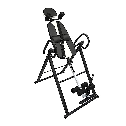 Inverted Stretching Machine, Home/Office Back Pain Relief Kit with 4 Gears Limiting Bar 330.7 Lbs with Lumbar and Shoulder Pads Automatic Presser Bar Safety Belt for 4.27-6.07ft People (Black)