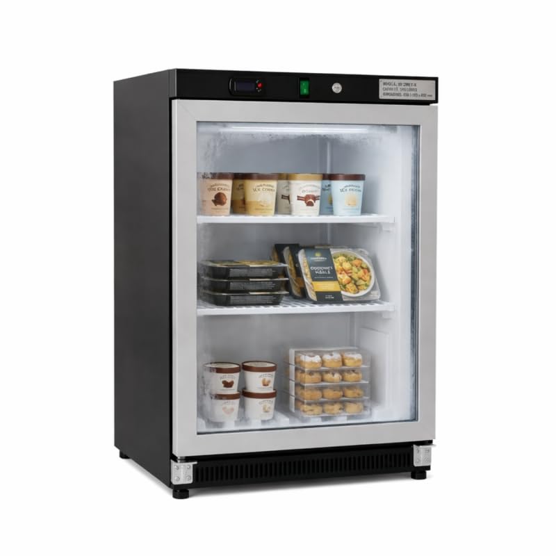 Générique Armadietto refrigerato negativo 200 litri - Congelatore con porta vetrata telaio in acciaio inox