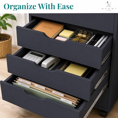 Image of Naomi Home Debbie Office File Cabinet with 7 Drawers, Rolling Storage Organizer for Home Office & Workspace