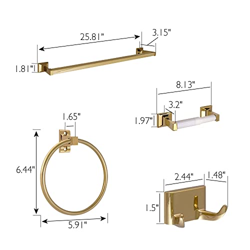 Image of Design House 534636 Millbridge Classic 4-Piece Bathroom Accessory Kit Polished Brass