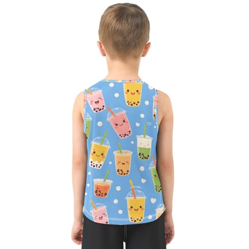 Boys' Tank Top Shirt Bubble Tea Pattern Sleeveless T-Shirts3