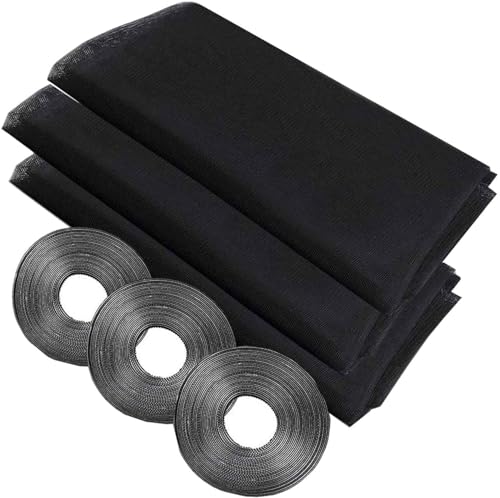 Mosquito Net for Windows, Upgrade 3 Pack Fly Screens Window Mesh 1.3mx1.5m Insect Netting Bug Bee Protector Universal Transparent Mosquito Insect Screen Can Be Cut and Fit Without Drilling (Black)