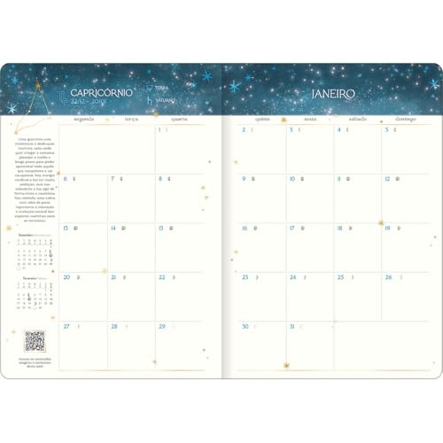Tilibra - Planner Grampeado 17,8 x 25,4 cm Magic 90 G 2025 - Midnight Dreamer fundo escuro