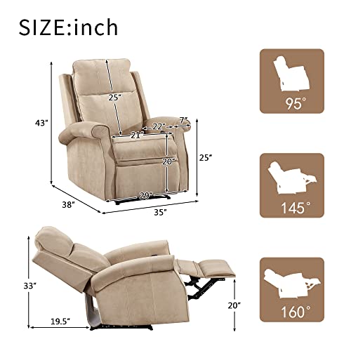 Geevivo Elderly Manual Recliner Chair, Adjustable Lazy Boy Recliner Reclining Chair With Overstuffed Arm And Back Modern Ergonomic Lounge Chair Adults Single Sofa For Living Room,Bedroom(Honey) #TOP1