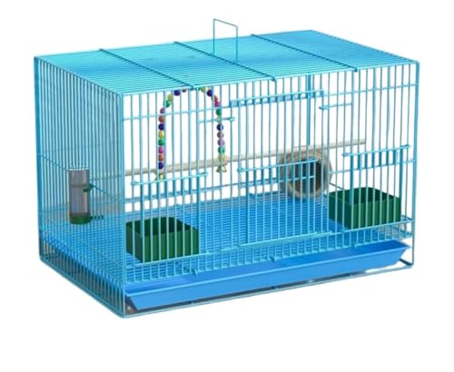 HeartTrend 鳥かご 組み立て済み ステンレススチール製 大型 お手入れ簡単 小型〜中型鳥(セキセイインコなど)に最適 (40*30*30cm,ブルー)