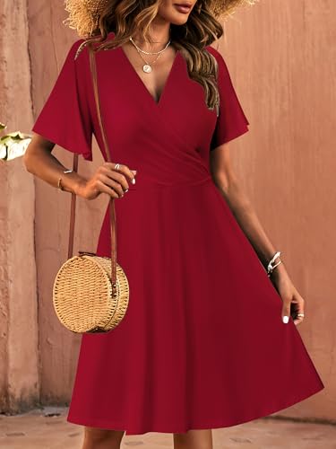 FENSACE Date Night Outfit for Women Curvy Tummy Control Cocktail Ladies Holiday Party Dresses(Wine Red,X-Large) - Thumbnail 5