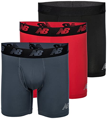Image of New Balance Men's Performance Boxer Briefs with Fly, Breathable Stretch Underwear, Moisture Wicking, Soft Waistband (3 Pack)
