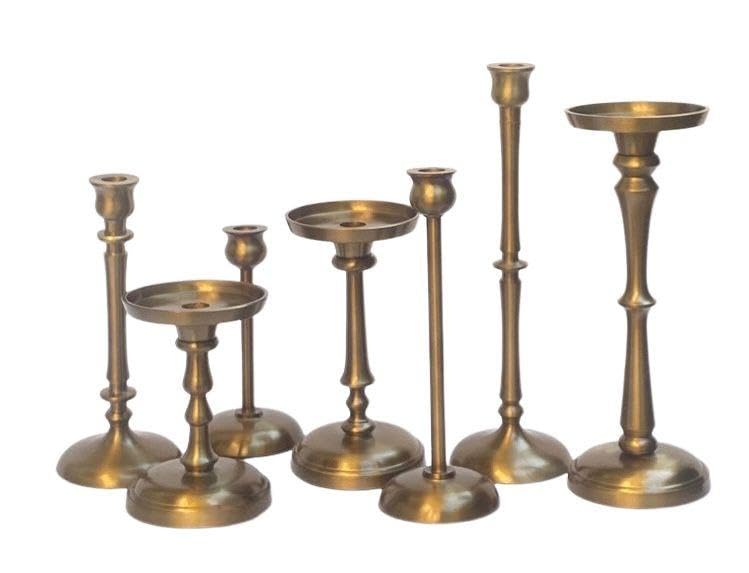 Antique Brass Candelabra Candlesticks, Set of 7-image-25