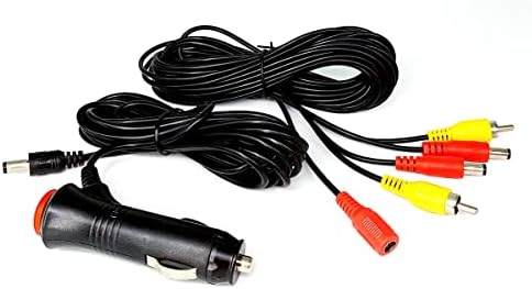 Universal 12V 24V Car Cigarette Lighter 7m Video Wire Cable + 3m RCA Video Power Cable Adapter Plug with Switch Power Cord for Rearview Camera Connect Car Monitor Power Wire Adapter Plug Easy Install