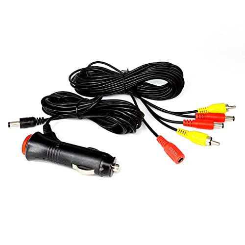 Universal 12V 24V Car Cigarette Lighter 7M Video Wire Cable + 3M Rca Video Power Cable Adapter Plug With Switch Power Cord For Rearview Camera Connect Car Monitor Power Wire Adapter Plug Easy Install #TOP1