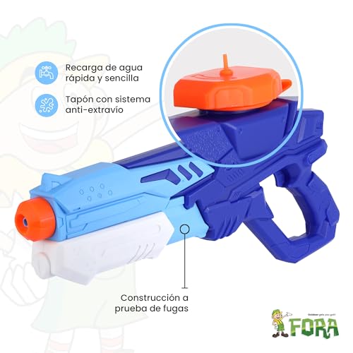 Miniatura 3 de Fora Pistola De Agua Para Niños - Depósito Con Capacidad 600 Ml, 10 M Largo Alcance, Diseño Ligero Y Resistente Pp, Juego Exterior Verano, Para Niños Y Adultos - Color Azul 1