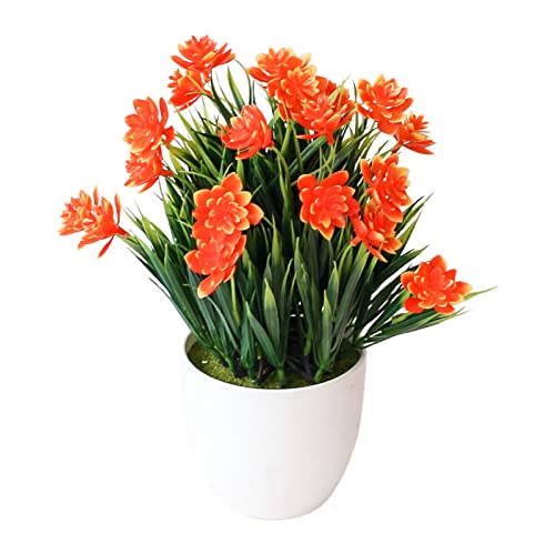 Benoon - Florero de flores artificiales para bonsái, encantador arreglo floral de plástico antidecoloración, planta falsa de loto, decoración de escritorio, decoración de jardín