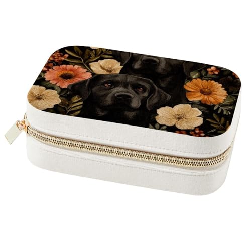 Boîte à bijoux de voyage portable Labrador noir pour boucles d'oreilles et bagues - 2