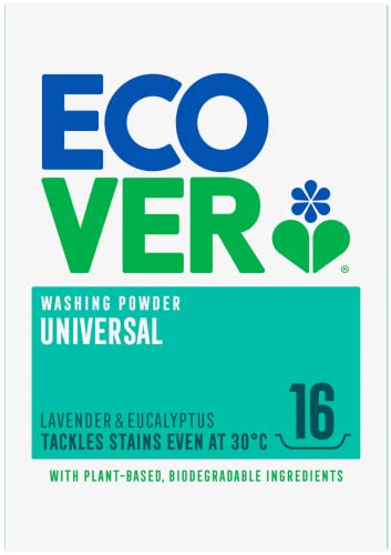 Ecover Detergente en Polvo Universal, Fragancia Lavender y Eucalyptus, Contiene una Unidad de 1.2KG, 16 Lavados