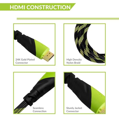 TIZUM High-Speed HDMI Cables/Ethernet Cable|Compatible with ps5,Xbox Series x,ipad air,Fire tv,USB c Cable,MacBook Pro/Air, Laptops,DVD Player & All HDMI Devices|Supports 3D, (10.2Gbps,4K@25Hz)(3 M)
