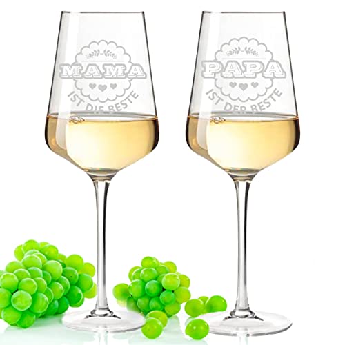 Leonardo Mama ist die Beste & Papa ist der Beste im Set - Geschenk für Mama & Papa - Muttertag & Vatertag Geschenk für Eltern Farbe Puccini