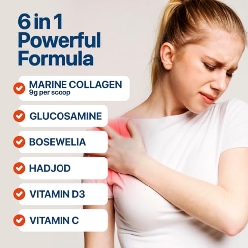 Image of Nature's Island Joint Support Supplement with Marine Collagen, Glucosamine, Boswellia, Hadjod, Vitamin D3 & C for Cartilage, Bone & Joint Wellness | 250g (Mango)