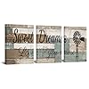 DuoBaorom Sweet Dreams Sign Wall Art Above Bed Love You More Canvas Print for Guest Room Decor Rustic Windmill Wall Decor 12x16x3 Pieces