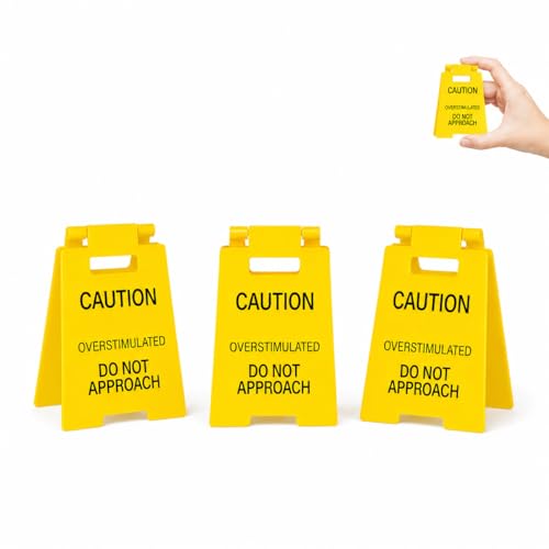 3PCS Caution Overstimulated Desk Sign funny office decor accessories dark humor Funny Caution Overstimulated Do not Approach Signs Novelty Desk Decor Gag Gift for Coworker Teammate Employee Boss