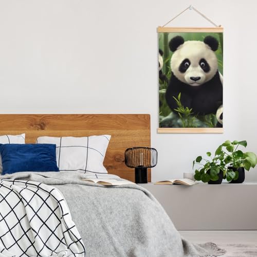 Toile panda avec cadre en bois structure rigide et prête à poser