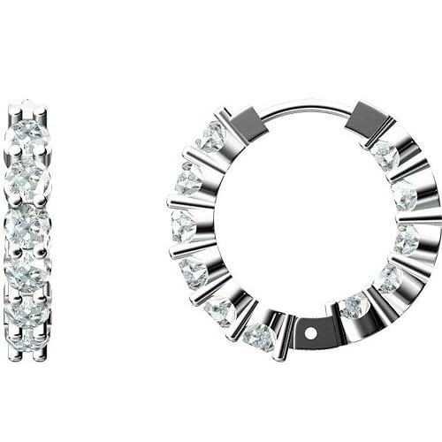 Moissanite Huggie Hoop Earrings Solid 14K White Gold/925 Sterling Silver Round Cut 2 Carat DE Color VVS1 Clarity