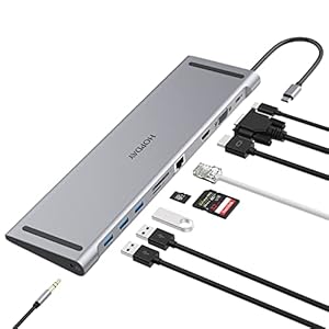 Docking Station, HOPDAY 10 in 1 Dual Display Laptop USB C Docking Station, USB C Hub Dock for MacBook & Windows (HDMI, VGA, PD 100W, Ethernet, SD/TF Card Reader, Audio, 3 USB Ports) (10 in 1)