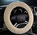 U&M Car Stretch-on Steering Wheel Cover Soft Australian Natural Sheepskin Luxurious Wool Vehicle Non-slip Wheel Cushion Protector Available for 35cm-43cm
