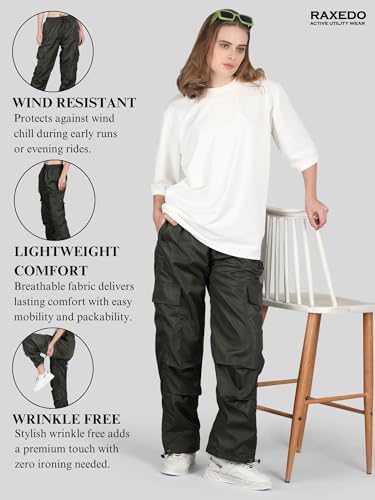 Image of Parachute Pants for Women - Water-Resistant Cargo Pants for Women | Stylish Activewear for Travel, Office, Gym, Trekking & Everyday Comfort | Korean Pants for Woman