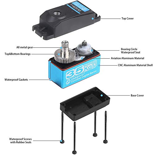 Ogrc 35Kg Digital Servo High Torque Steering Servo Rc Coreless Servo 7.4V High Voltage Waterproof Servo For 1/10 1/8 Rc Car Rc Crawler Robot Rc Boat Diy Upgrades Parts (Control Angle 180°) #TOP1