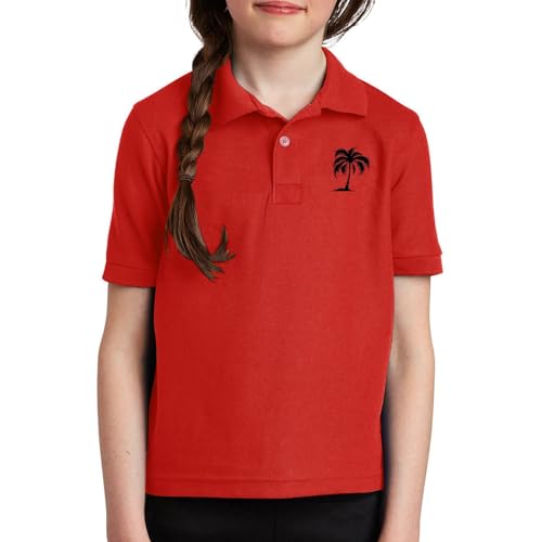 Tween Boys Girls Pique Polo Shirts Short Sleeve School Uniform Shirts Palm Tree Aesthetic Tops Kids Collared Tops