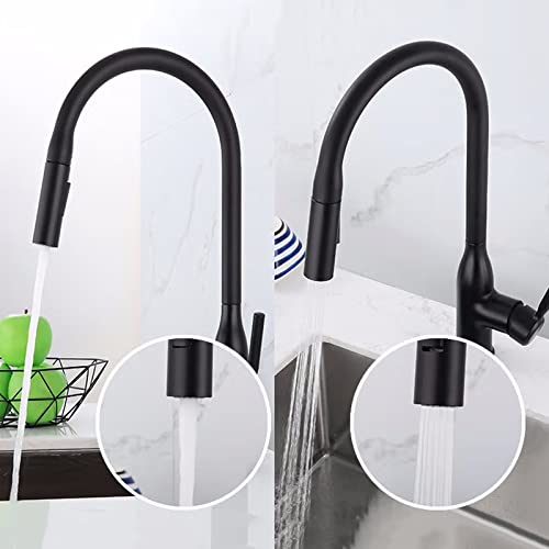 Robinet d'évier de cuisine 2 types de modes de sortie d'eau noir