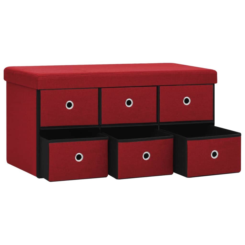 Składana ławka do przechowywania Wino Czerwone 76 x 38 x 38 cm MDF Faux Len