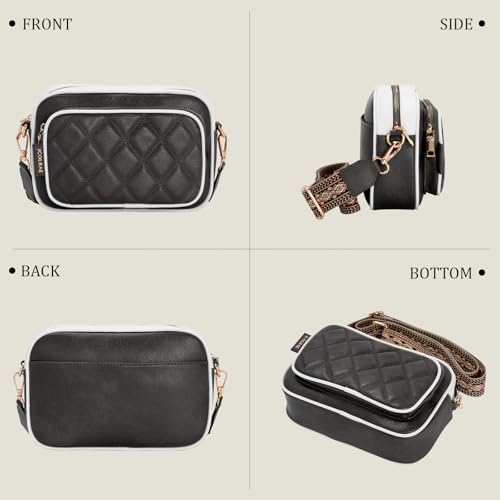 Quilted Crossbody Bags for Women,Trendy Vegan Leather Small Crossbody Purse Women's Shoulder Handbags with Wide Strap3