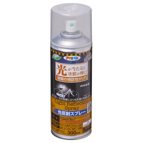 アサヒペン 塗料 ペンキ 光反射スプレー 300ml 白(半透明で下地は透けて見る) 反射 スプレー 1回塗り 光が当たると塗膜が輝く 夜間の視認性アップ ガス抜きキャップ付き 日本製