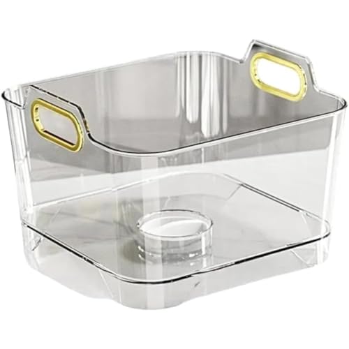 【Figoday】野菜バスケットキッチン水切りバスケット洗濯バケツ大容量四角い野菜果物洗浄バスケットハンドル付き軽量排水プラグ多機能食器水切りラックシンク収納収納バスケット (透明な色)