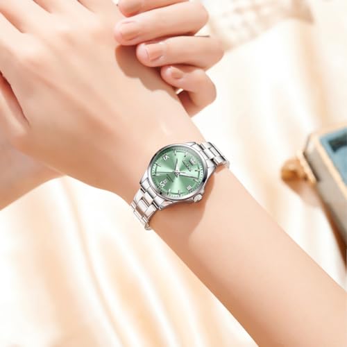 Image of OLEVS Quartz Watch Women Silver Stainless Steel Waterproof Luminous