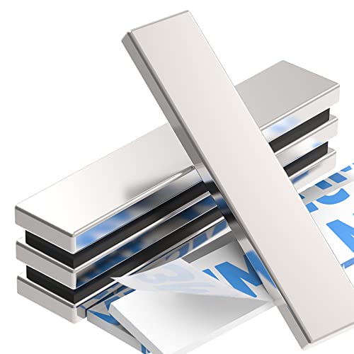Wukong Magnets Strong,60x10x3mm | 4 Pack Flat Magnets Fridge,Bar Magnets Magnet Strips,Magnetic Strips Self Adhesive for Fridge,Crafts and Whiteboard etc (2.36 * 0.39 * 0.12in)