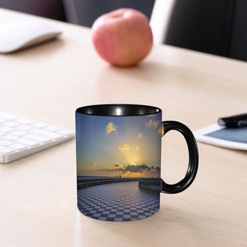 EMCLKS Kaffeetasse Teetasse Geschenkidee Geschenk Kindertasse lustige tassen Geschenktasse aus keramik tasse,Italienisches Dekor, Blick auf Livorno, Italien bei Sonnenuntergang, die berühm,11oz/330ml