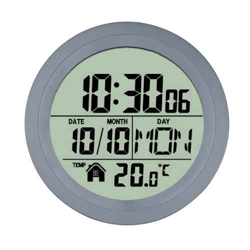 [pronala]お風呂 時計 防水時計 IPX4防滴【吸盤/マグネット】デジタル壁掛けクロック 電波自動修正 温度湿度表示 軽量234g 強力吸盤で簡単取り付け 軽量設計で移動自由 リビングやキッチンにも適 黒