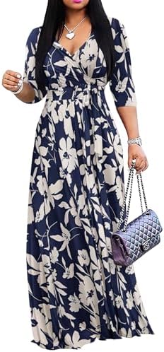 Yajedo Womens Casual Summer Maxi Dress Plus Size Sexy Warp V Neck...