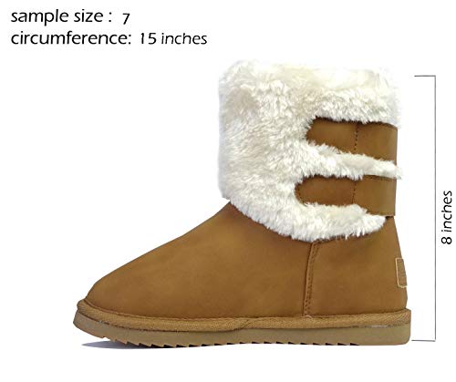 REDVOLUTION Women's Suede Faux Fur Mid-Calf Classic Winter Boots Rubber Sole3