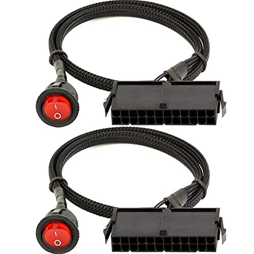 Xiatiaosann 2パック 24ピン ATX 赤 LED 電源オン/オフ スイッチ ジャンパー ブリッジ アダプター ケーブル パルス水冷ポンプ オン/オフ用 55cm Xiatiaosann 2パック 24ピン ATX 赤 LED 電源オン/オフ スイッチ ジャンパー ブリッジ アダプター ケーブル パルス水冷ポンプ オン/オフ用 55cm